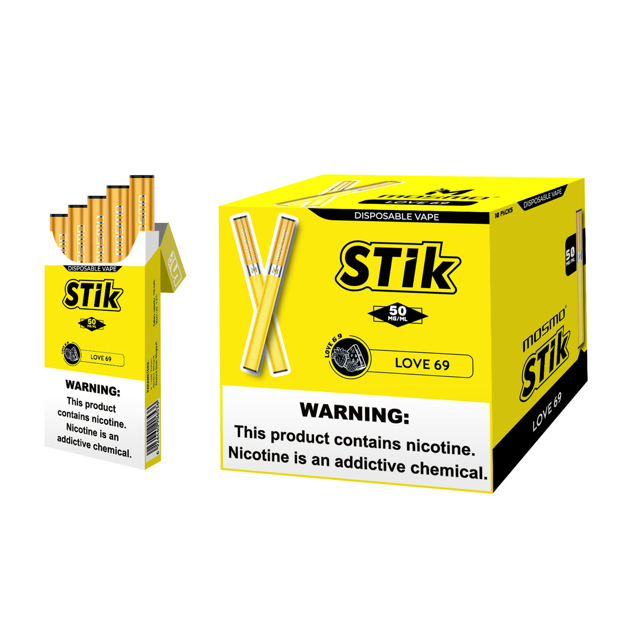 MOSMO STiK 300 Puffs Disposable E-Cig (5-Pack) – 1500 Puffs