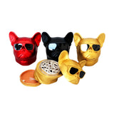 57mm 4-Part Colored French Bulldog Metal Tobacco Grinder with Press Button Drawer