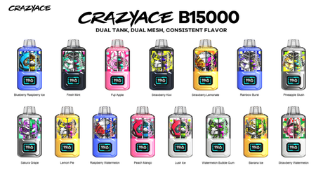 CRAZYACE B15000 15000 Puffs Disposable – Vape N Smoke Wholesale CRAZYACE CRAZYACE B15000 Rechargeable Disposable Device – 15000 Puffs