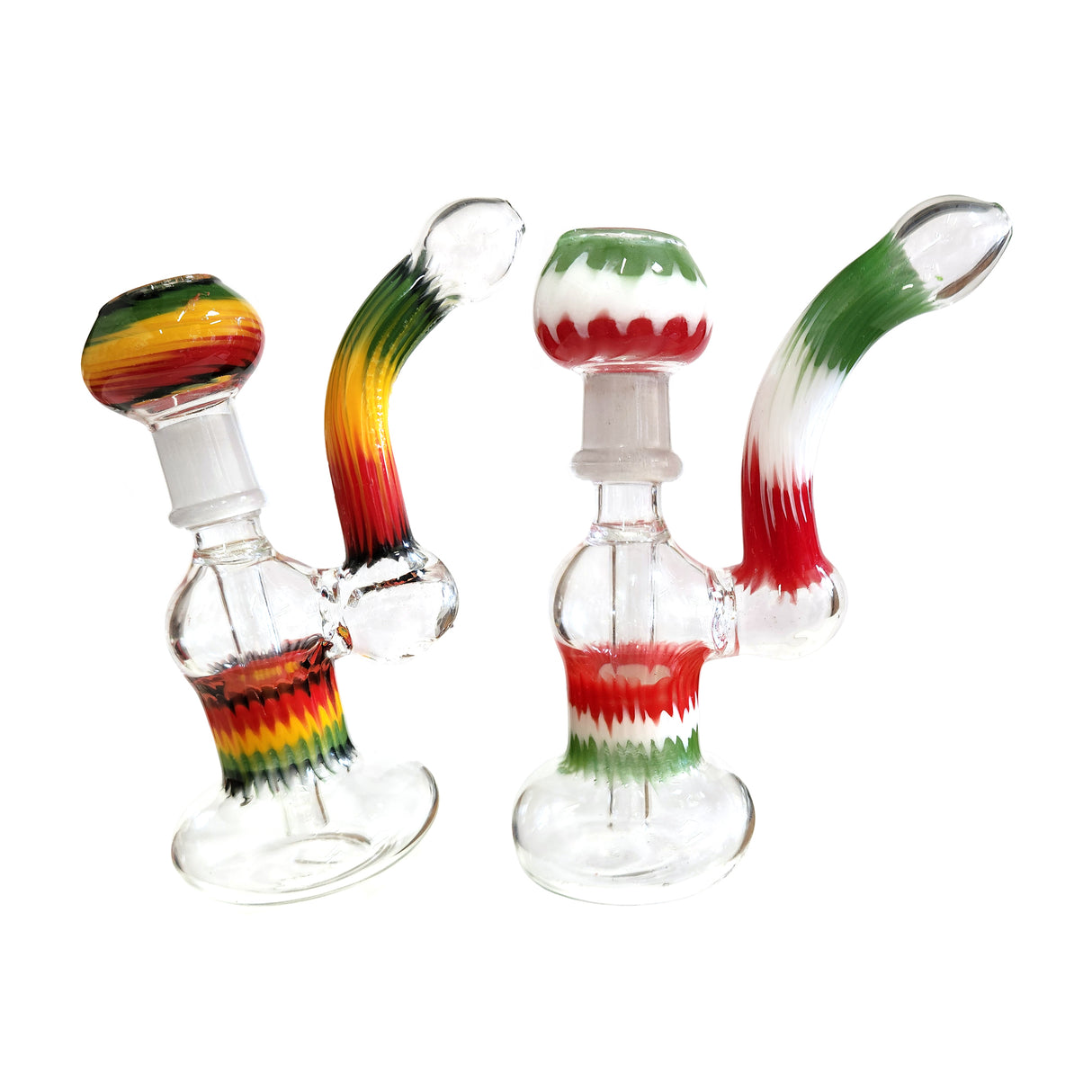 7" Clear Glass Water Pipe with Colored Pattern