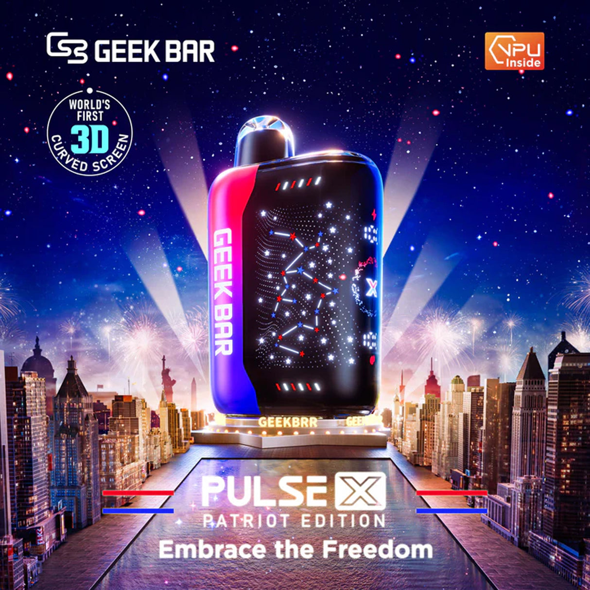 Geek Bar Pulse X 25K Puff PATRIOT EDITION Rechargeable Disposable Device – 25000 Puffs (2 Box per Flavor Max Limit)