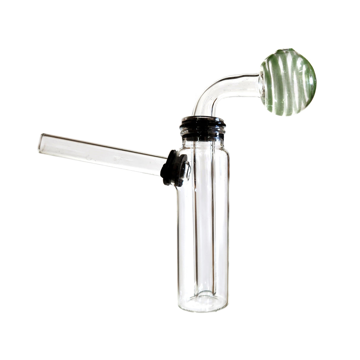 4.5″ Clear Glass Water Pipe Color Striped Oil Burner