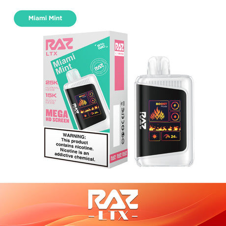 Raz LTX 25K Puff Rechargeable Disposable Device – 25000 Puffs (2 Box per Flavor Max Limit)