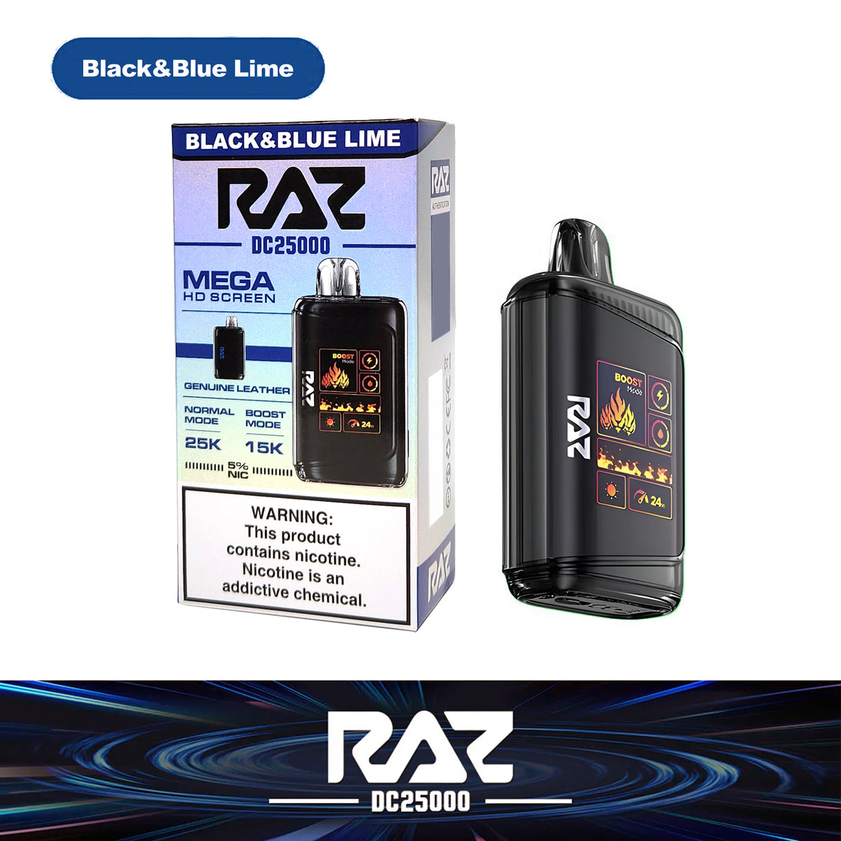 Raz DC25000 25K Puff Rechargeable Disposable Device – 25000 Puffs (2 Box per Flavor Max Limit)