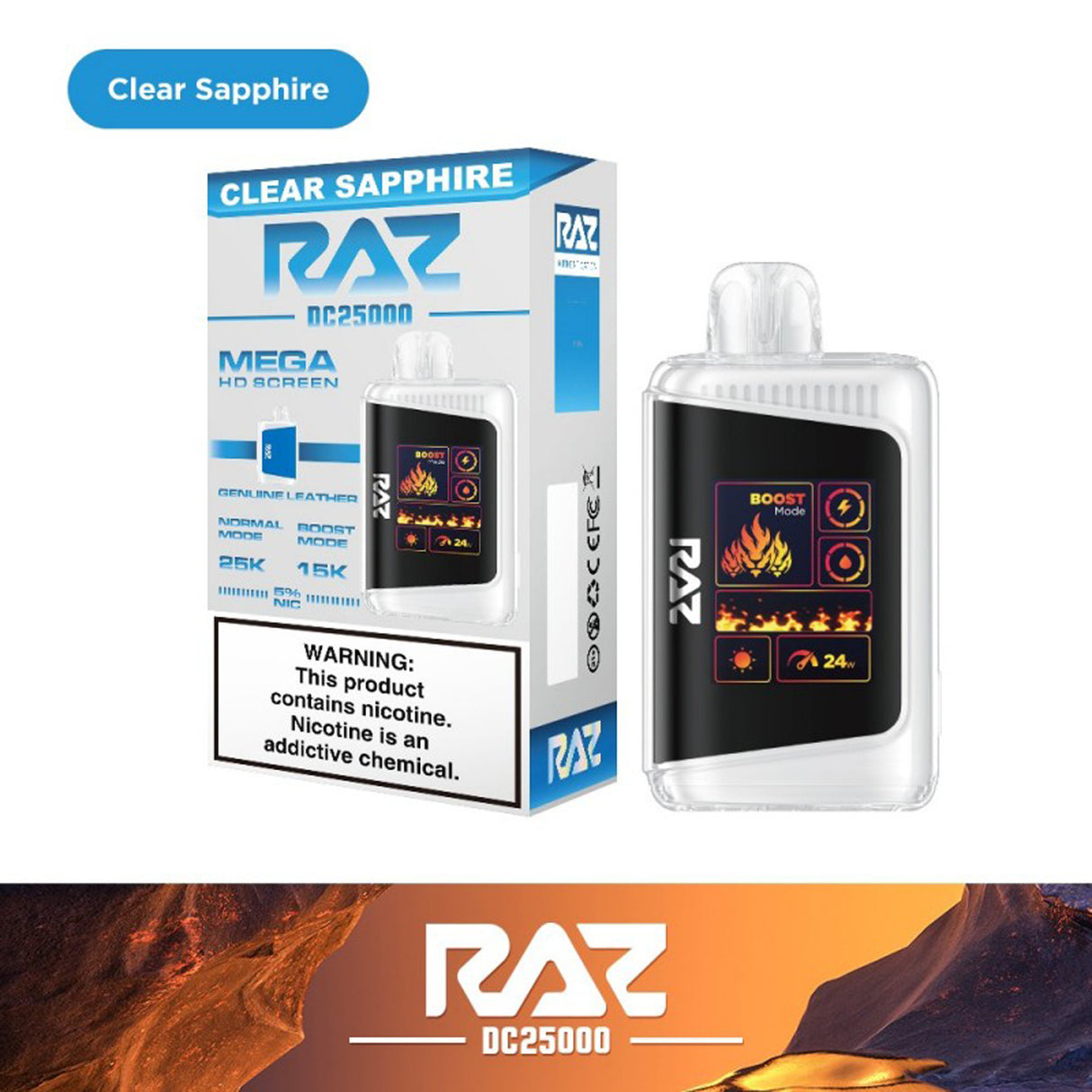 Raz DC25000 25K Puff Rechargeable Disposable Device – 25000 Puffs (2 Box per Flavor Max Limit)