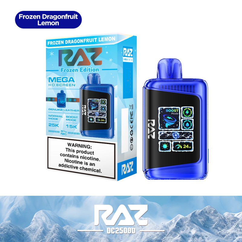 Raz DC25000 25K Puff Frozen Edition Rechargeable Disposable Device – 25000 Puffs (2 Box per Flavor Max Limit)