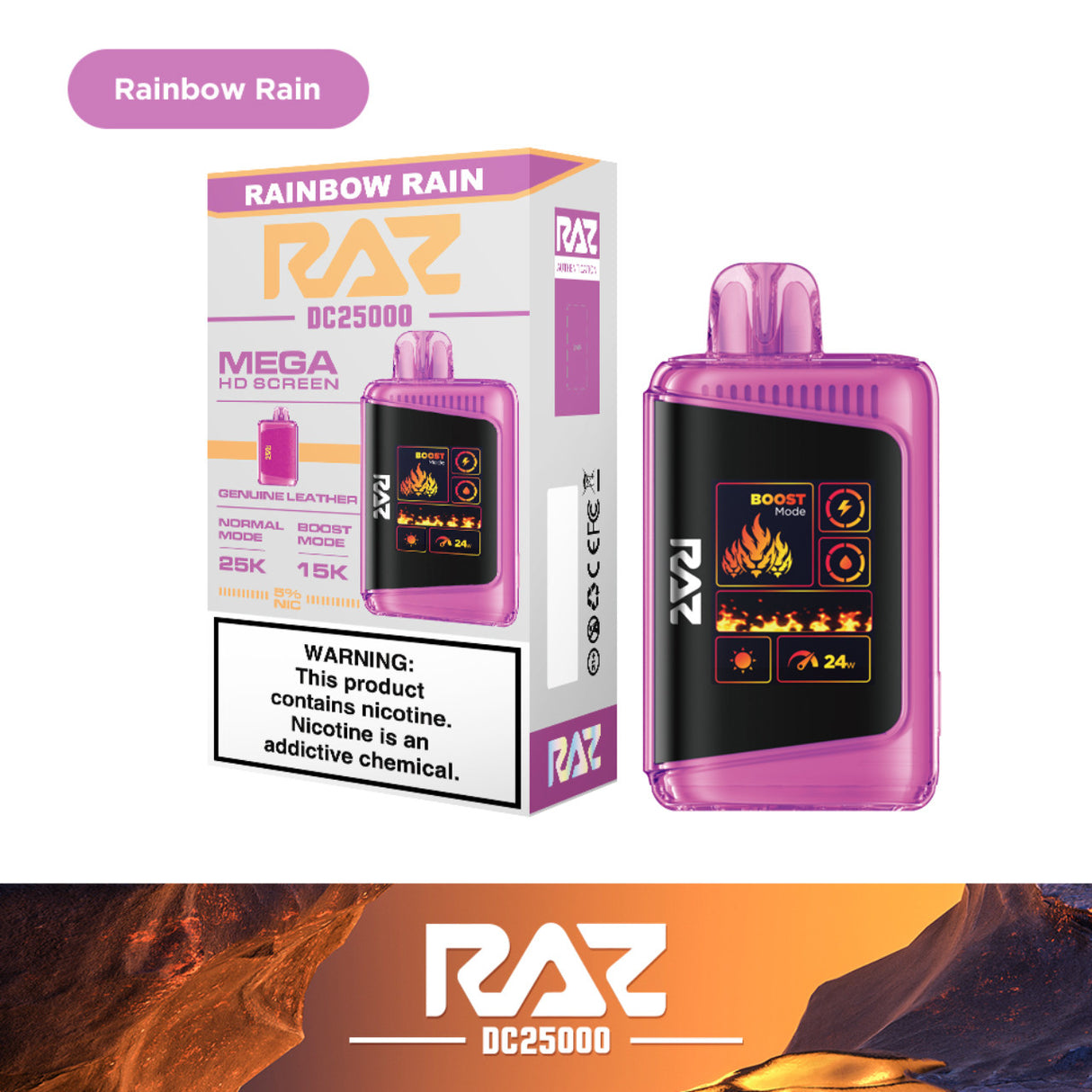 Raz DC25000 25K Puff Rechargeable Disposable Device – 25000 Puffs (2 Box per Flavor Max Limit)