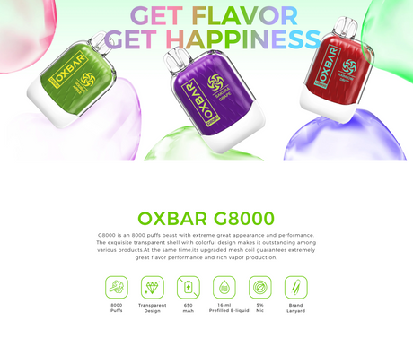 OXBAR G8000 Rechargeable Disposables - 8000 Puffs [BUY 10 BOXES GET 2 FREE] OXBAR OXBAR G8000 Rechargeable Disposables - 8000 Puffs [BUY 10 BOXES GET 2 FREE]