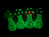 4.25" Mushroom Style Silicone Pipe with Glass Bowl Glow in the Dark Unishowinc 4.25" Mushroom Style Silicone Pipe with Glass Bowl Glow in the Dark