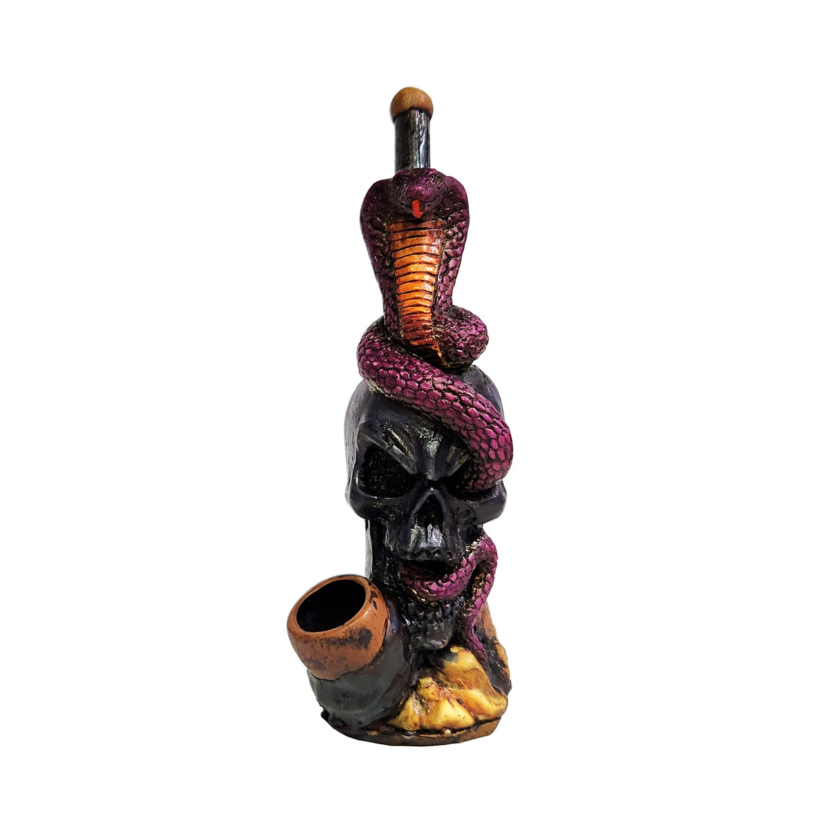 6″ Hand Crafted Snake and Skull Style Resin Smoking Pipe