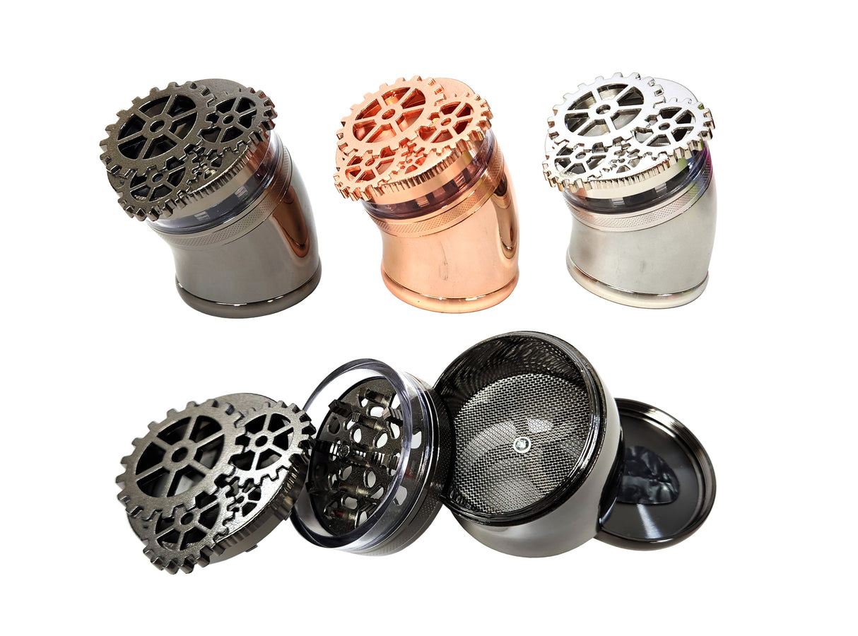 63mm 4-Part Steampunk Style Metal Tobacco Grinder Unishowinc 63mm 4-Part Steampunk Style Metal Tobacco Grinder