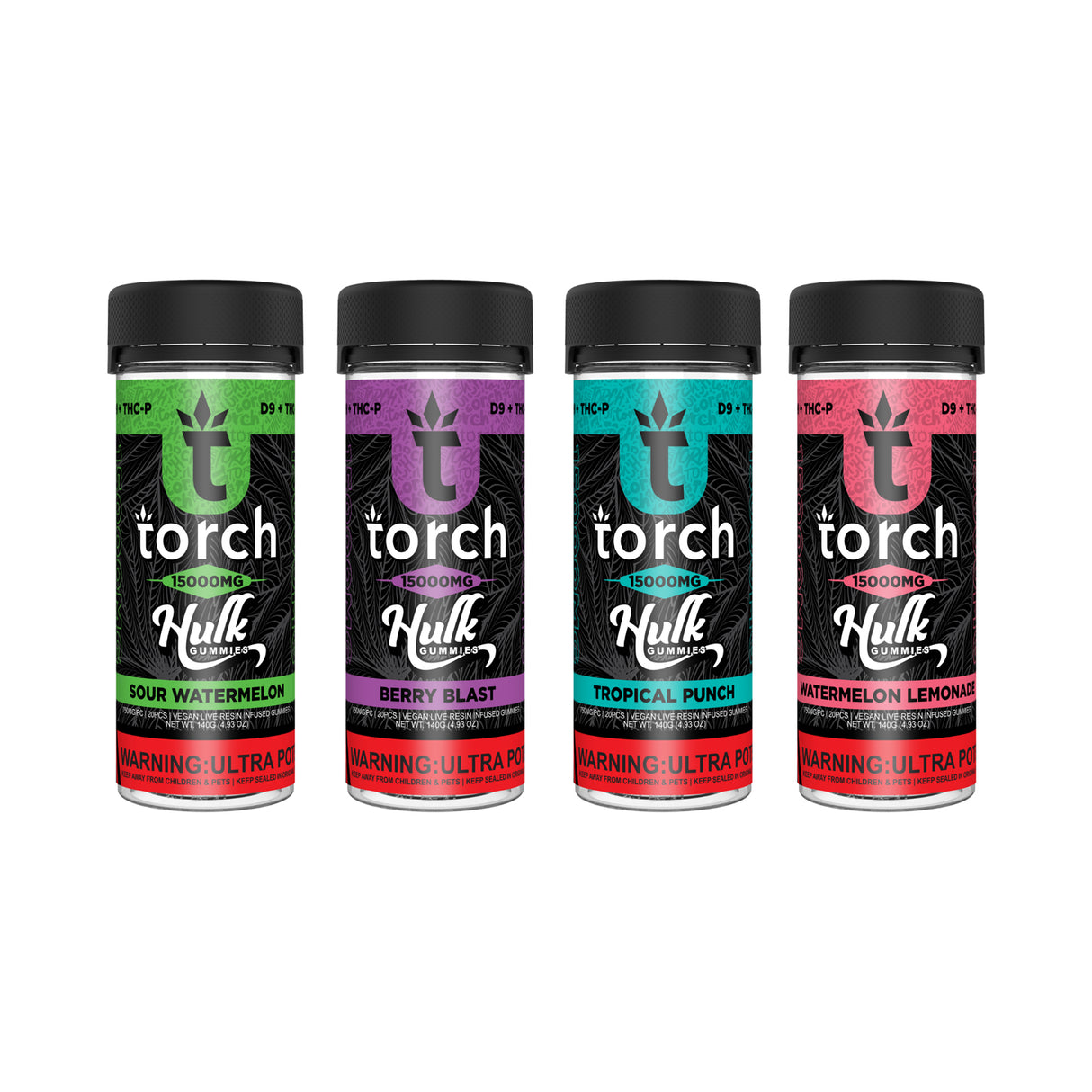 Torch Live Resin D9 + THCP Hulk Gummies 20CT 15000MG