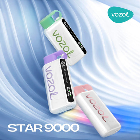 Vozol Star 9000 rechargeable device with 9,000 puff capacity and 14mL reservoir.