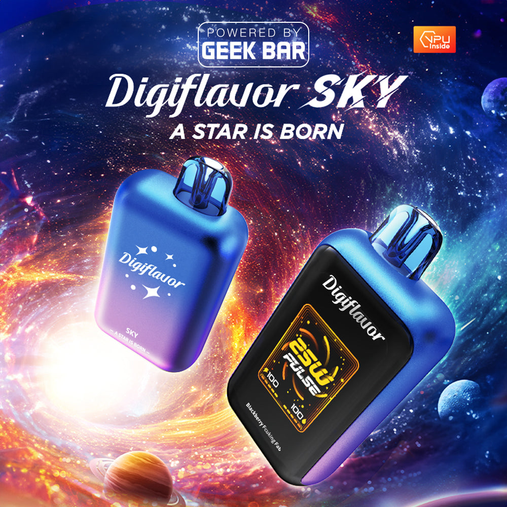 Digiflavor Sky 25,000 Puff Disposable: bulk wholesale, 16mL of 5% nicotine, rechargeable, 3 modes, and 25k puffs. Stock premium devices for retail today!