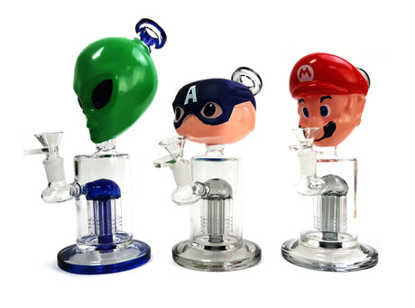 9" Cartoon Character Glass Water Pipe with Clear Bowl Unishowinc 9" Cartoon Character Glass Water Pipe with Clear Bowl