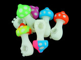 4.25" Mushroom Style Silicone Pipe with Glass Bowl Glow in the Dark Unishowinc 4.25" Mushroom Style Silicone Pipe with Glass Bowl Glow in the Dark